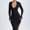 Φόρεμα Yael Modal Plunge V-Neck Midaxi σε μαύρο