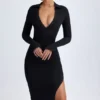 Φόρεμα Yael Modal Plunge V-Neck Midaxi σε μαύρο