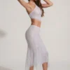 Φούστα Jordana με διακοσμημένο τελείωμα σε σχήμα μαντηλιού, σε ασημί χρώμα