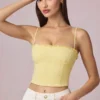 Hania Modal Broderie Anglaise Μπλούζα Camisole σε κίτρινο λεμόνι