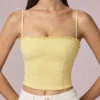 Hania Modal Broderie Anglaise Μπλούζα Camisole σε κίτρινο λεμόνι