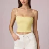Hania Modal Broderie Anglaise Μπλούζα Camisole σε κίτρινο λεμόνι