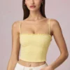 Hania Modal Broderie Anglaise Μπλούζα Camisole σε κίτρινο λεμόνι