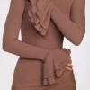 Helena Ribbed Modal Μίνι Φορέμα με μακριά μανίκια και πτυχώσεις σε χρώμα Mocha Helena Ribbed Modal Μίνι Φορέμα με μακριά μανίκια και πτυχώσεις σε χρώμα Mocha