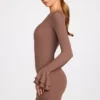 Helena Ribbed Modal Μίνι Φορέμα με μακριά μανίκια και πτυχώσεις σε χρώμα Mocha Helena Ribbed Modal Μίνι Φορέμα με μακριά μανίκια και πτυχώσεις σε χρώμα Mocha