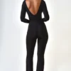 Helene Modal Ruched Plunge Flared Ολόσωμη Φόρμα σε μαύρο Helene Modal Ruched Plunge Flared Ολόσωμη Φόρμα σε μαύρο