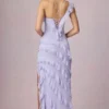 Hera Asymmetric Ruffled Lace-Up Gown σε λιλά