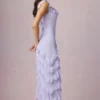 Hera Asymmetric Ruffled Lace-Up Gown σε λιλά