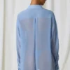 Hiva Oversized πουκάμισο με λεπτομέρειες από πέρλες σε γαλάζιο χρώμα