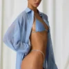 Hiva Oversized πουκάμισο με λεπτομέρειες από πέρλες σε γαλάζιο χρώμα