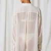 Hiva Oversized πουκάμισο με λεπτομέρειες από πέρλες σε λευκό χρώμα
