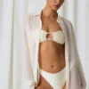 Hiva Oversized πουκάμισο με λεπτομέρειες από πέρλες σε λευκό χρώμα