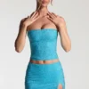 Inina Διακοσμημένη μίνι φούστα μεσαίου ύψους σε γαλάζιο χρώμα
