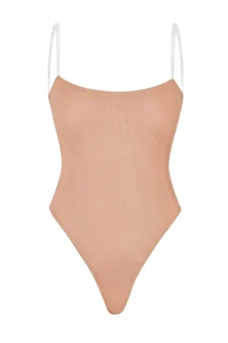 Intimates Κορμάκι με στρινγκ και αόρατους ιμάντες από απαλό πλέγμα σε χρώμα ζεστό ροδάκινο