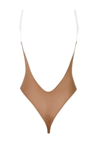 Intimates Κορμάκιο με αόρατους ιμάντες και στρινγκ από μαλακό πλέγμα σε χρώμα μέλι