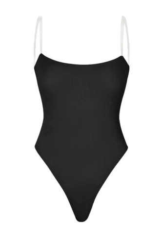Intimates Μαύρο κορμάκι με στρινγκ και αόρατους ιμάντες από μαλακό πλέγμα