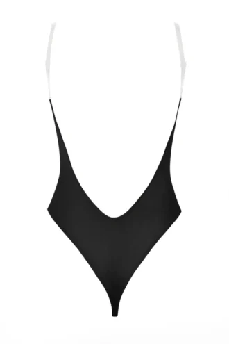 Intimates Μαύρο κορμάκι με στρινγκ και αόρατους ιμάντες από μαλακό πλέγμα