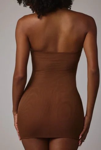 Intimates Μίνι φόρεμα-σλιπ με μπαντό από απαλό διαφανές πλέγμα σε χρώμα μόκα