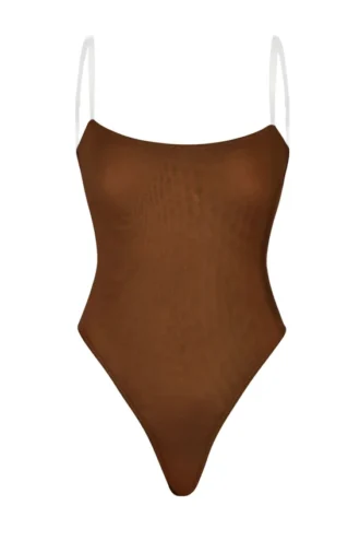 Intimates Soft Mesh Invisible Strap Thong Κορμάκι σε χρώμα καστανό