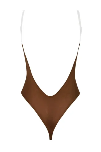 Intimates Soft Mesh Invisible Strap Thong Κορμάκι σε χρώμα καστανό