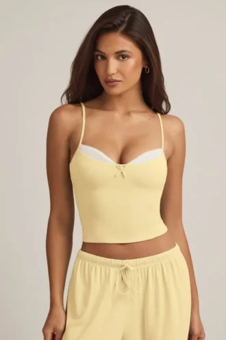 Isalie Modal Camisole Pyjama Μπλούζα σε παστέλ κίτρινο