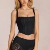 Jemara Lace Soft-Scoop Adjustable Corset Top σε μαύρο
