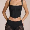 Jemara Lace Soft-Scoop Adjustable Corset Top σε μαύρο