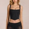 Jemara Lace Soft-Scoop Adjustable Corset Top σε μαύρο