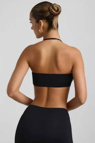 Jerika Slinky Jersey Μπραλέτα με λεπτομέρειες από μεταλλικά στοιχεία και λαιμόκοψη halter σε μαύρο