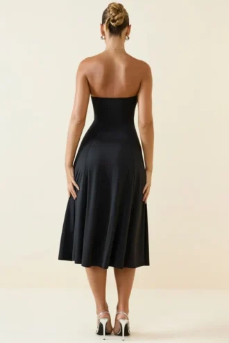 Joely Slinky Jersey Strapless A-Line Midaxi Φορέμα σε μαύρο