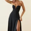 Joely Slinky Jersey Strapless A-Line Midaxi Φορέμα σε μαύρο Joely Slinky Jersey Strapless A-Line Midaxi Φορέμα σε μαύρο