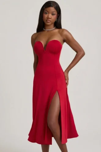 Joely Slinky Jersey Strapless A-Line Midaxi Φορέμα σε True Red