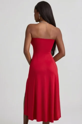 Joely Slinky Jersey Strapless A-Line Midaxi Φορέμα σε True Red