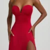 Joely Slinky Jersey Strapless A-Line Midaxi Φορέμα σε True Red Joely Slinky Jersey Strapless A-Line Midaxi Φορέμα σε True Red