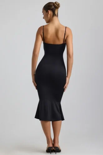 Julane Slinky Jersey Ruched Cut-Out Midaxi Φορέμα σε μαύρο