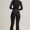 Jules Modal Ribbed Foldover Flared Trousers σε μαύρο Jules Modal Ribbed Foldover Flared Trousers σε μαύρο