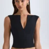 Kadie V-Neck Structured Crop Top σε μαύρο
