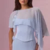 Κάπα Velina από σιφόν σε χρώμα Powder Blue Κάπα Velina από σιφόν σε χρώμα Powder Blue