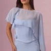 Κάπα Velina από σιφόν σε χρώμα Powder Blue Κάπα Velina από σιφόν σε χρώμα Powder Blue
