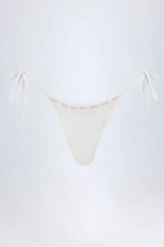 Κάτω Μέρος Σλιπ Μπικίνι Vernazza Broderie Anglaise με δέσιμο στο πλάι σε λευκό χρώμα Κάτω Μέρος Σλιπ Μπικίνι Vernazza Broderie Anglaise με δέσιμο στο πλάι σε λευκό χρώμα