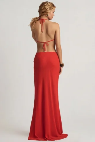 Keona Mid-Rise Split Φούστης σε Chilli Red