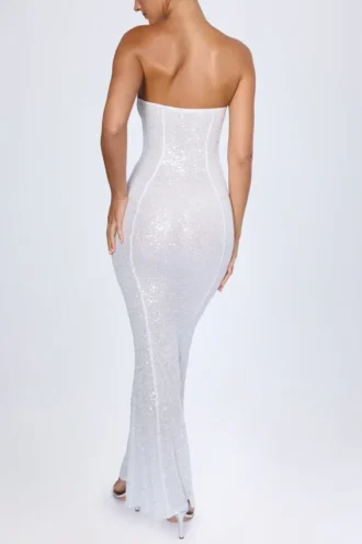 Kinsley Μάξι φόρεμα bandeau με διακοσμητικά cut-out σε λευκό
