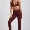 Κολάν Linnea Petite με ραβδώσεις από Modal και ψηλή μέση σε χρώμα Espresso