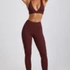 Κολάν Linnea Petite με ραβδώσεις από Modal και ψηλή μέση σε χρώμα Espresso