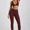 Κολάν Linnea Petite με ραβδώσεις από Modal και ψηλή μέση σε χρώμα Espresso