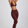 Κολάν Linnea Petite με ραβδώσεις από Modal και ψηλή μέση σε χρώμα Espresso