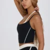 Κοντό μπλουζάκι Soft Active Layered σε μαύρο