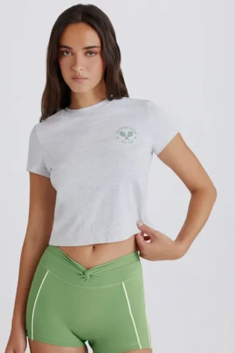Κοντό T-shirt με γραφικό σχέδιο σε γκρι μάρλ