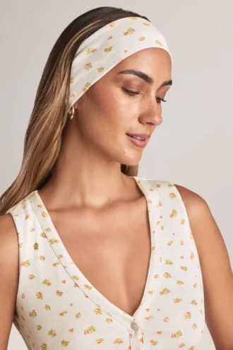 Κορδέλα Candy Modal με ραβδώσεις και floral μοτίβο