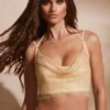 Κορσέ Selena με διακοσμημένο λαιμόκοψη σε χρυσό χρώμα